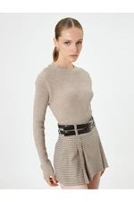 Koton Knitwear Sweater Crew Neck Long Sleeve Ribbed Cashmere Textured