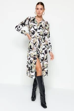 Trendyol Multi Color Belted Abstract Pattern Woven Shirt Woven Dress