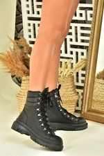 Fox Shoes Black Lace-Up Women's Casual Ankle Boots