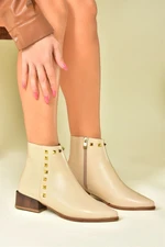 Fox Shoes Beige Staple Detailed Women's Boots