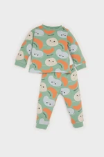 DEFACTO Baby Boy Pajama Set Patterned Crew Neck Long Sleeve Top Long Bottom