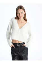 LC Waikiki V-Neck Plain Long Sleeve Women's Knitwear Cardigan