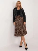 Beige and black midi skirt with leopard print