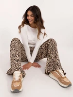 Ecru-beige casual set with leopard pants