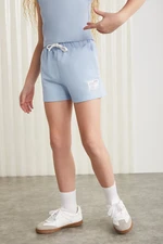 GRIMELANGE AMARE-GRM24037 100% cotton 3 yarn ornamental labeled girls' shorts Blue Shorts