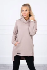 Insulated sweatshirt with a longer back part dark beige