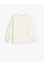 Koton Basic Sweat Crew Neck Long Sleeve Bow Detail Raised