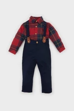 DEFACTO Baby Boy 3-Piece Set Plaid Long Sleeve Shirt Suspender Trousers Pants