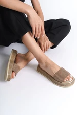 Capone Outfitters Women's Slippers with Wedge Heels and Stones