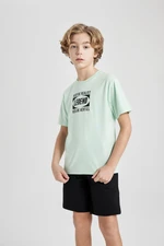 DEFACTO Boys' Crew Neck Printed Short Sleeve T-Shirt