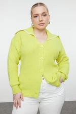 Trendyol Curve Lime Sailor Collar Buttoned Knitwear Cardigan