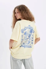 DEFACTO Oversize Wide Pattern Crew Neck Back Printed Short Sleeve T-Shirt