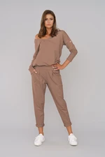 Women's tracksuit Karina with long sleeves, long pants - camel