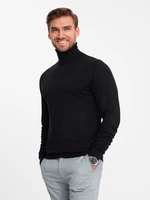 Ombre Men's knitted fitted turtleneck with viscose - black