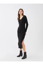 LC Waikiki V-Neck Straight Long Sleeve Women's Dress