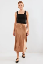 Bigdart 15806 Satin Skirt - M. Brown