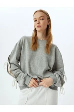 Koton Oversize Sweatshirt Bow Detailed Crew Neck Long Sleeve