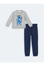 LC Waikiki Crew Neck Printed Baby Boy Sweatshirt and Tracksuit Bottom 2-Piece Set