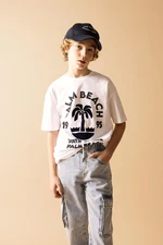 DEFACTO Boys Oversize Fit Crew Neck Printed Short Sleeve T-Shirt