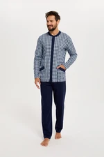 Men's pyjamas Alden long sleeves, long legs - print/navy blue