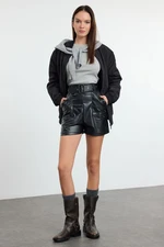 Trendyol Black High Waist Belted Mini Shorts & Bermuda