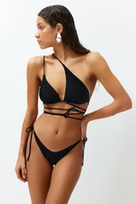 Trendyol Black One Shoulder Cut Out/Window Regular Bikini Set