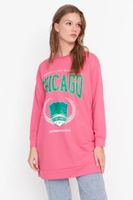 Trendyol Pink Printed Knitted Sweatshirt