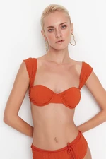 Trendyol Brown Textured Bikini Top