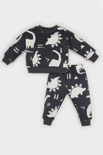 DEFACTO Baby Boy 2-Piece Set Dinosaur Printed Sweatshirt Elastic Waist Tracksuit Bottoms