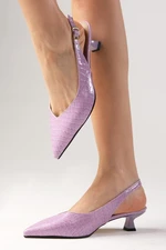 Mio Gusto Nancy Lilac Open Back Short Heeled Shoes