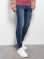 Ombre Pánske džínsové nohavice SKINNY FIT - námornícka modrá