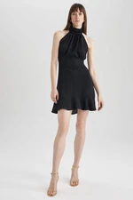 DEFACTO Halter Neck Crepe Sleeveless Mini Dress