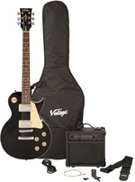 Vintage V10 Coaster Pack Gloss Black E-Gitarre