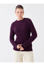 LC Waikiki Round Neck Women's Knitwear Sweater With Patterned Long Sleeves