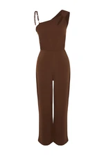 Trendyol Brown One Shoulder Woven Jumpsuit