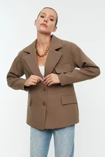 Trendyol Mink Oversize z podszewką dwurzędową tkaną marynarką