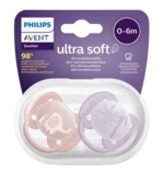 PHILIPS AVENT Šidítko Ultrasoft Premium Zvířátko 0-6m dívka 2 ks