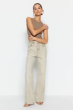 Trendyol Beige Pale Effect Vintage Normal Waist Wide Leg Jeans