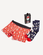 Set of boxer shorts and socks in red and blue Celio