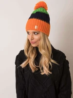 Winter hat RUE PARIS orange and dark blue