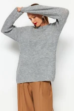 Trendyol Light Gray Wide Fit Soft Textured Basic Knitwear Sweater