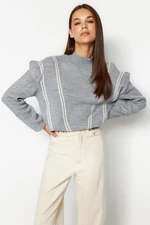 Trendyol Gray Striped Knitwear Sweater