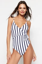 Trendyol Striped Double Breasted Tie Regular Leg Swimsuit