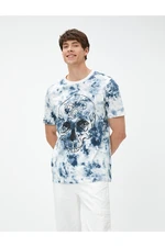 Koton Skull Print T-Shirt With An Abstract Looking Crew Neck.