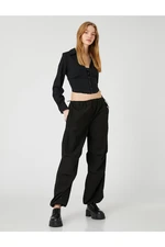 Koton Crop Poplin Shirt With Accessory Detail Long Sleeves Asymmetrical Cut