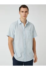 Koton Summer Shirt with Short Sleeves, Pocket Detailed, Classic Collar