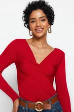 Trendyol Red V-Neck Knitwear Sweater