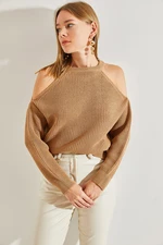 Bianco Lucci Women's Open-Shoulder Knitwear Sweater