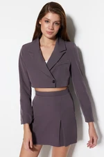 Trendyol Anthracite Lined Crop Woven Blazer Jacket