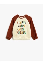 Koton Plush Sweater Detailed Sweatshirt With Embroidered